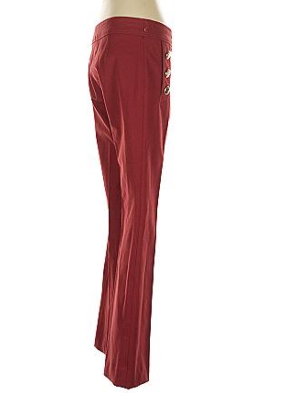 NWOT Derek Lam 10 Crosby Red Sailor Button Wide Leg Pants Approx Size 6 Elegant - Picture 4 of 7